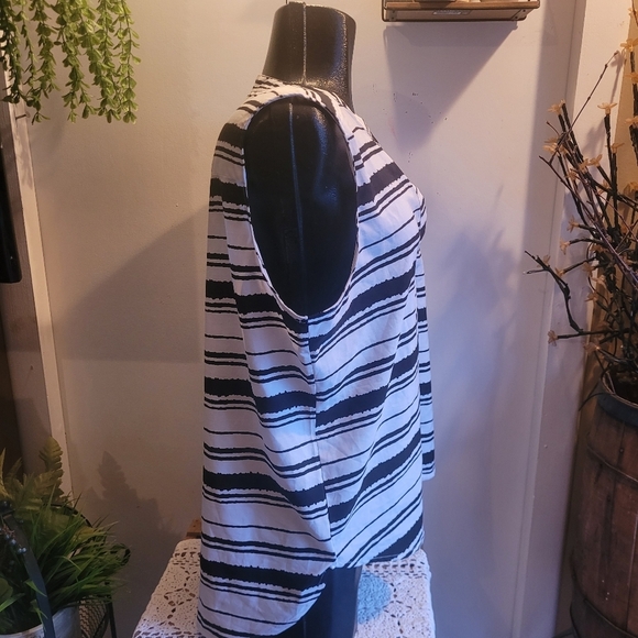 Pentagone Sleeveless Black and White Striped Top L - Picture 7 of 8